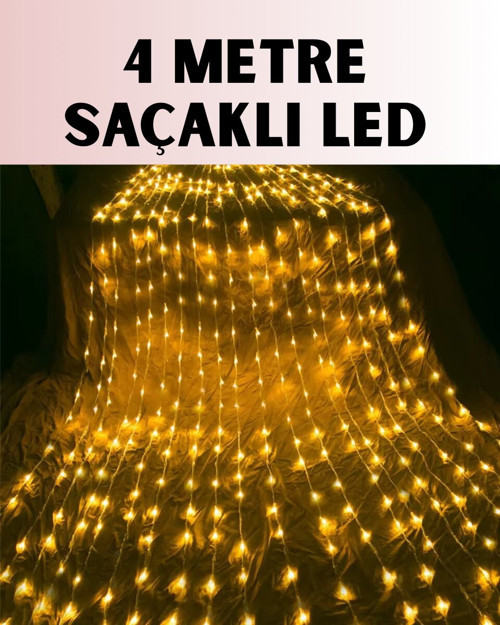 4 Metre Icicle Şelale Led Yılbaşı Perde Işık Sıcak Ambiyans - MZUIRG1888-8931