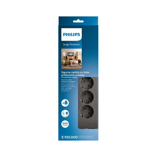 PHILIPS SPN3140A/62 4 Soket Akım Korumalı Priz 900 Joules 2Mt Kablo (Gri)(1923) - MZUIRG3381-7998