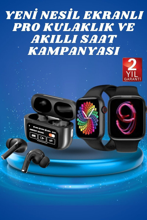 Ekranlı Yeni Nesil Pro Kulaklık ve Akıllı Saat Kampanyası Kulak İçi Mikrofonl - MZUIRG1699-3