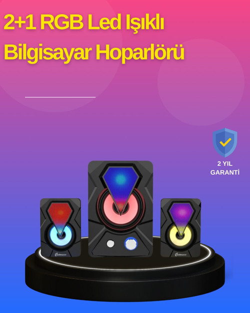 2.1 Kanal RGB LED Oyun Hoparlörü Subwoofer Destekli - MZUIRG2797-1352