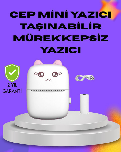 Kablosuz Mini Cep Yazıcısı Bluetooth Destekli 1200mAh Bataryalı - MZUIRG4030-5680