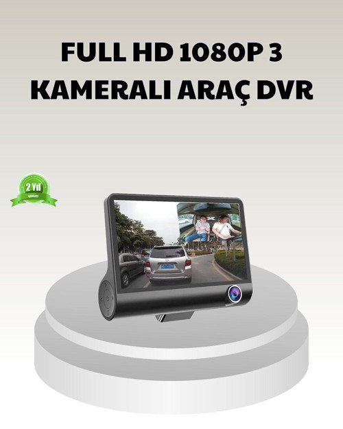 Araç DVR Kamerası 3’lü 170° Geniş Açılı Full HD ve Park Destekli - MZUIRG6888-8362
