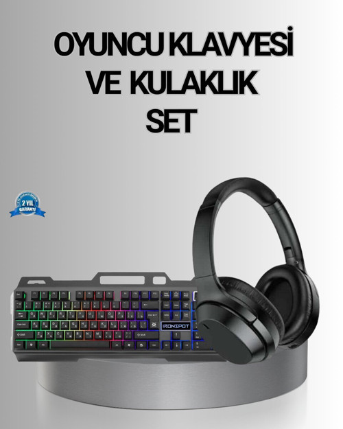 Işıklı Klavye Mouse ve Bluetooth Kulaklık Seti Türkçe Q USB - MZUIRG6372-8632