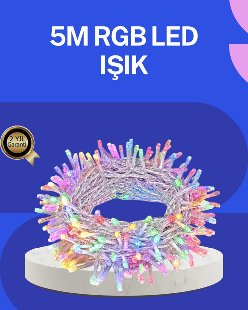 5 Metre Şeffaf Kablo LED Peri Işığı 50 Ampullü Dekoratif Led - MZUIRG3537-4669