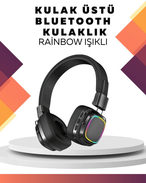 Kablosuz RGB Işıklı Katlanabilir Bluetooth Kulak Üstü Kulaklık - MZUIRG3191-1069