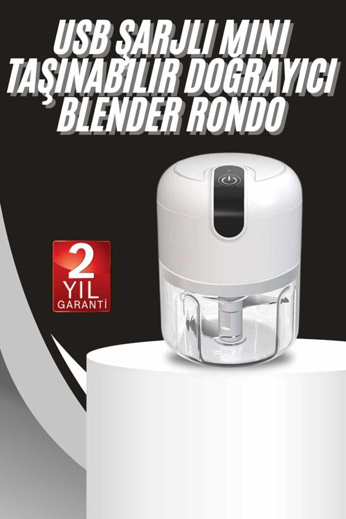 Mini Doğrayıcı Rondo Taşınabilir Mini El Blender Paslanmaz Çelik - MZUIRG3757-7998
