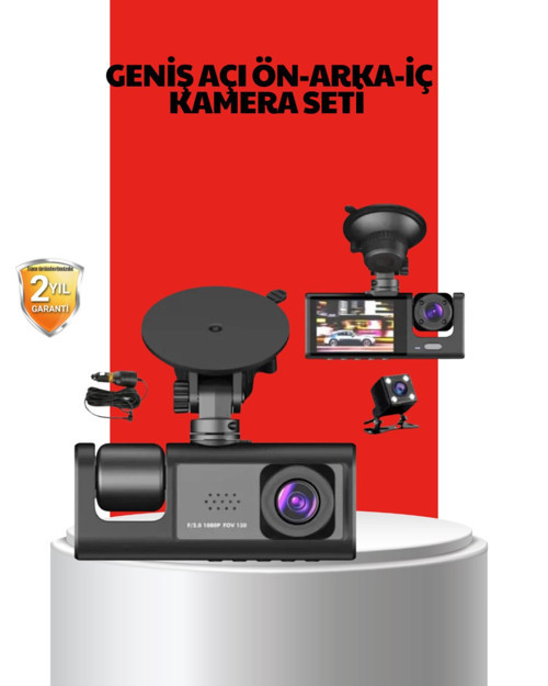 170° Geniş Açı Ön-Arka-İç Kamera Seti – Tam Kapsamlı Araç Güvenliği - MZUIRG6214-2467