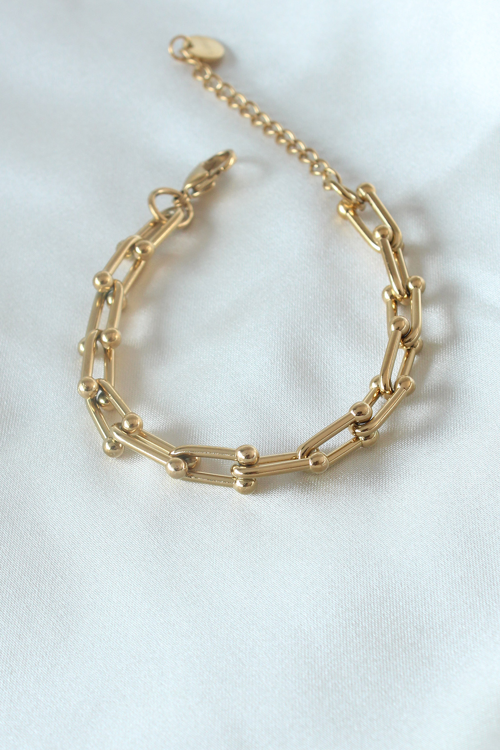 316L Çelik Gold Renk Tifany Model Kadın Bileklik 5886 - MZUIRG3889-5442