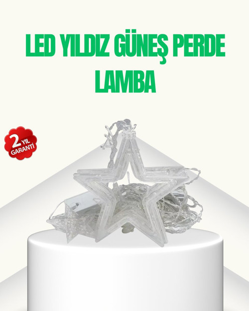 Yıldız Figürlü Perde Peri Led 3x3 Metre Dekoratif Işık - MZUIRG1655-2939