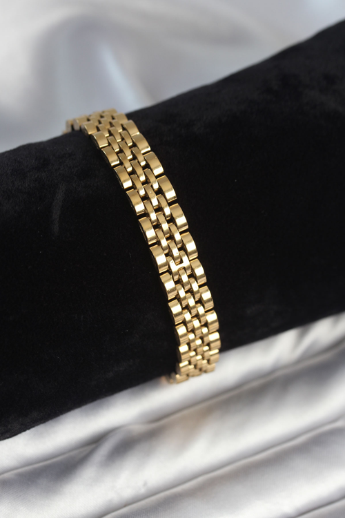 316L Çelik 9 mm Kalınlıkta Gold Renkli Erkek Bileklik 5886 - MZUIRG6307-7708