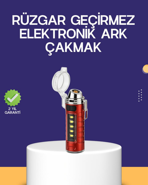 USB Şarjlı Rüzgar Geçirmez Elektrikli Çakmak El Fenerli - MZUIRG1847-2314
