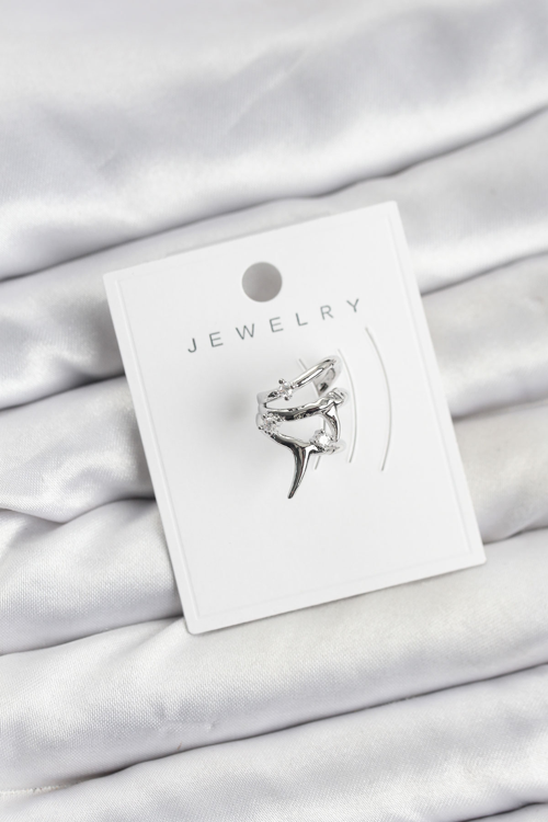 Gümüş Renk Pirinç Diken Model Kıkırdak Earcuff Küpe 5886 - MZUIRG4891-8882