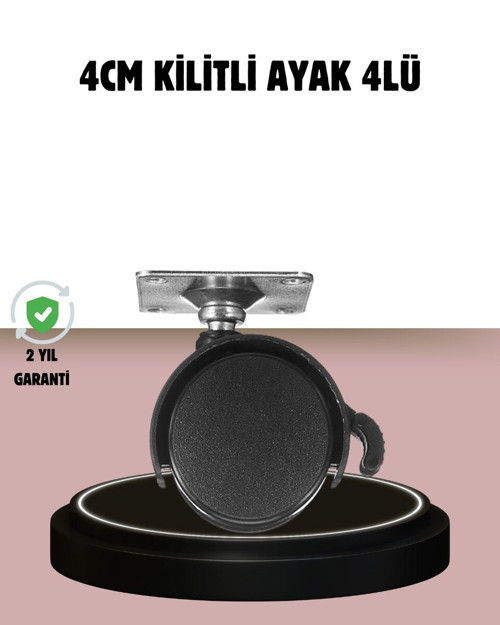 Kilitli 4 cm Tekerlek Ayak 4’lü Set Zemin Koruyucu - MZUIRG9036-7700