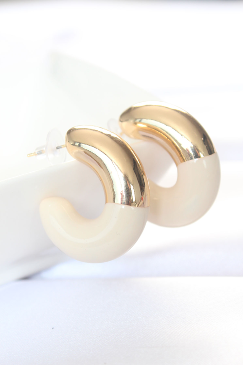 CCB Krem Gold Çift Renk Küpe 5886 - MZUIRG2565-4010