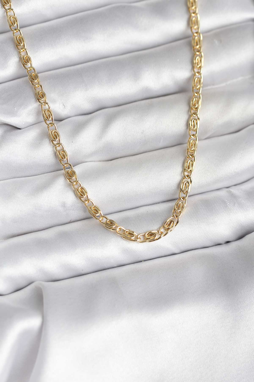 14K Gold Renk Kaplama Zincir Model CM Kadın Kolye 5886 - MZUIRG6619-8605