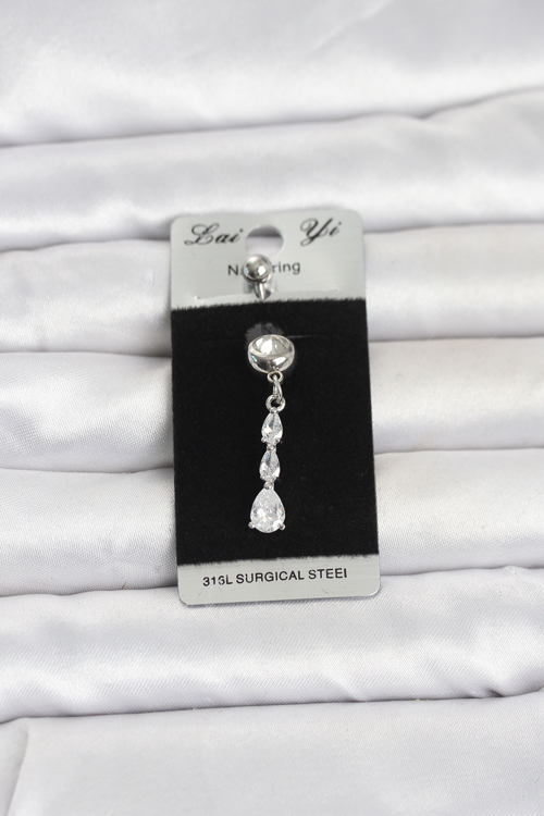 316L Cerrahi Çelik Sallantılı Damla Model Göbek Piercing 5886 - MZUIRG9819-2492