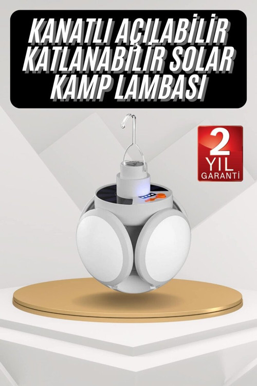 Kamp Lambası Güneş Enerjili Solar 5 Kanatlı Katlanır Lamba Karavan - MZUIRG7397-5230