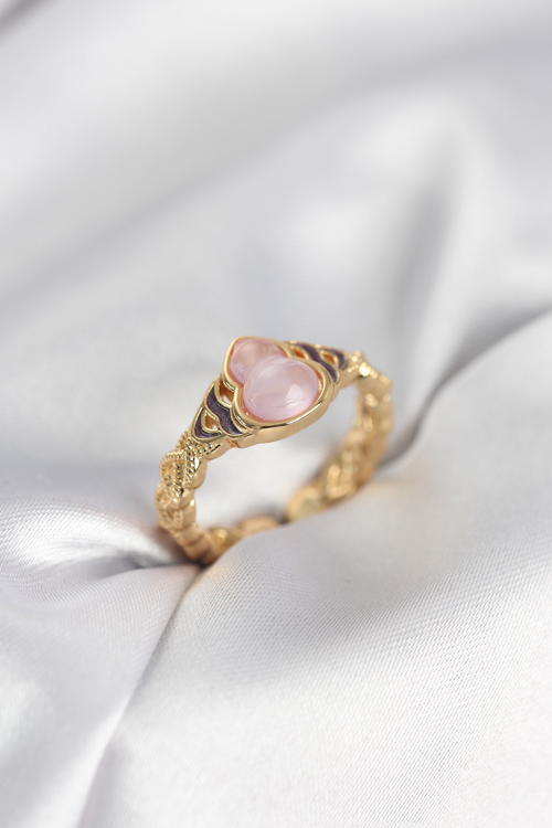 Gold Renk Pembe Damla Model Kadın Yüzük 5886 - MZUIRG5230-5802