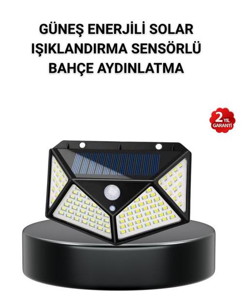 Solar Bahçe Lambası 100 LED Hareket Sensörlü Güneş Enerjili Aydınlatma - MZUIRG5836-8961