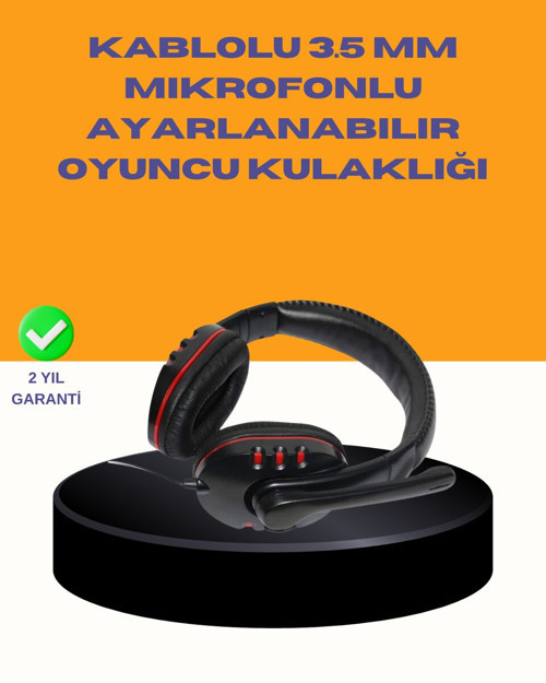 Kırmızı Stereo Kulaklık Yüksek Ses Performansı Dayanıklı Kablo ve Mikrofonlu - MZUIRG7477-5