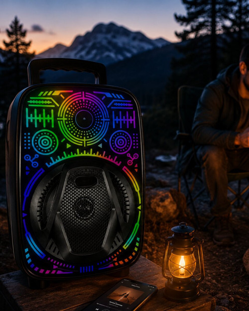 8 İnç Karaoke Hoparlör USB AUX FM Destekli Işıklı Speaker - MZUIRG1193-1907