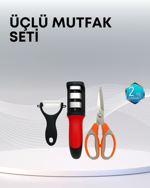 Çok Fonksiyonlu Mutfak Makas Seti – 3 Makas Bileyici ve Soyacak Dahil - MZUIRG6380-3108