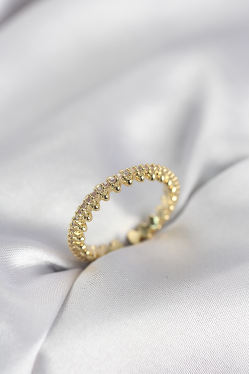 Gold Renk Sıralı Zirkon Taşlı Model Kadın Yüzük 5886 - MZUIRG1934-5232