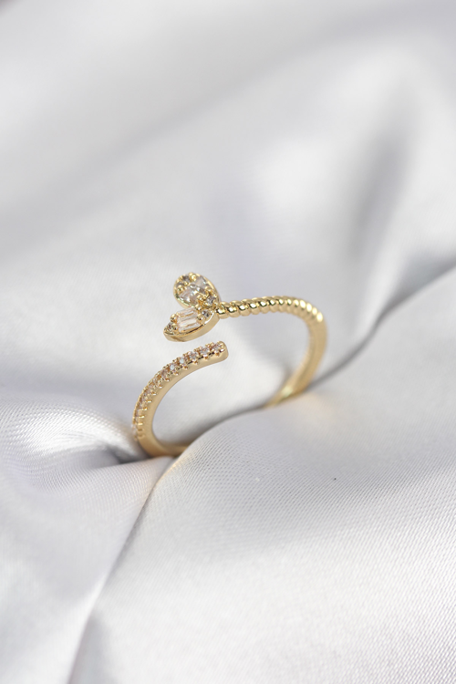 Gold Renk Pirinç Kuyruklu Kalp Model Kadın Yüzük 5886 - MZUIRG5546-6306