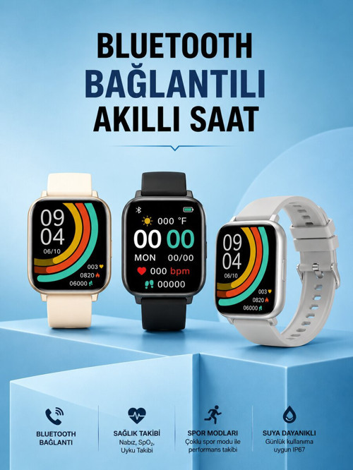 Titreşimli Sağlık Takipli Yeni Nesil Akıllı Saat 400mAh Batarya Kapasiteli - MZUIRG7341-2049