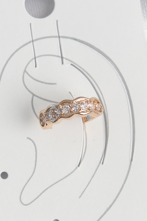 Pirinç Gold Renk Zirkon Taşlı Kadın Kıkırdak Küpe 5886 - MZUIRG5137-7000