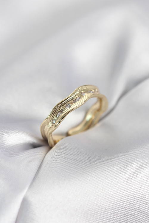 Gold Renk Su Damlası Model Zirkon Taşlı Kadın Yüzük 5886 - MZUIRG8023-1905
