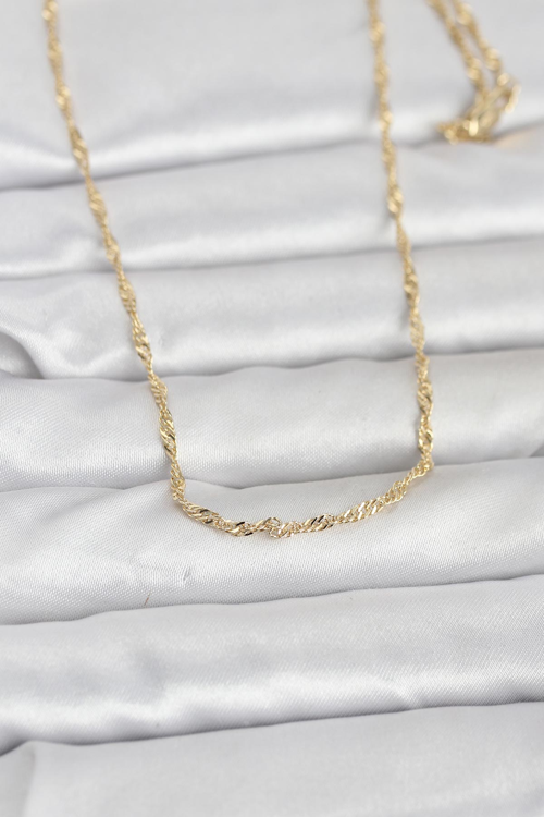 CM 14K Gold Renk Burgu Zincirli 60 cm Kadın Kolye 5886 - MZUIRG5306-6535