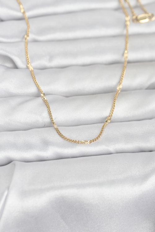 CM 14K Gold Renk Lazer Puntalı Model 60 cm Kadın Kolye 5886 - MZUIRG6542-5621