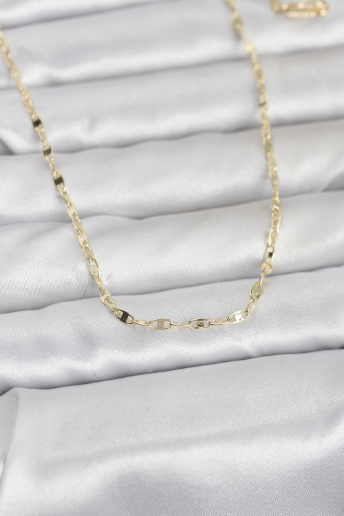 CM 14K Gold Renk Yassı Gemici Zincir Model 60 cm Kadın Kolye 5886 - MZUIRG8923-9493