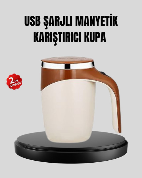 USB Şarjlı Manyetik Karıştırıcı Kupa Otomatik Karıştırma Paslanmaz Çelik - MZUIRG6003-48