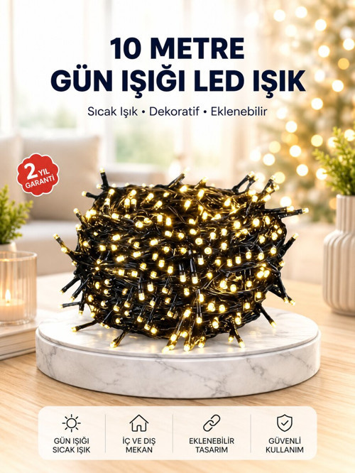 Uzun Ömürlü LED Teknolojili 10 Metre Şık Işıklı Süsleme Seti - MZUIRG7161-7541