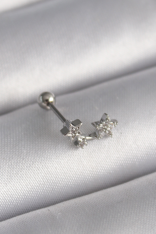 316L Çelik Gümüş Renk Zirkon Taşlı Yıldız Tragus Piercing 5886 - MZUIRG1862-4517