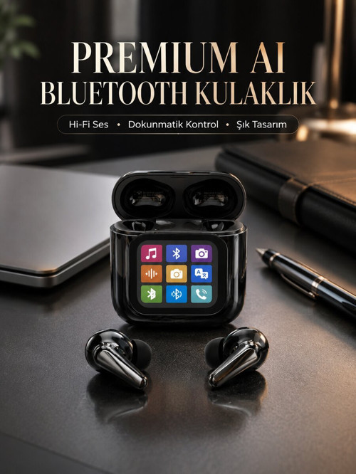 AI Destekli Dokunmatik Ekranlı Kablosuz Bluetooth Kulaklık - MZUIRG1866-3222