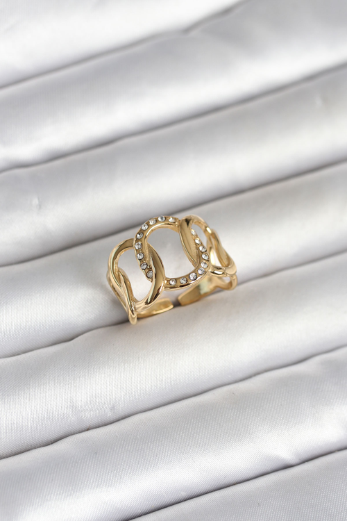 316L Çelik Gold Renk Samanyolu Model Kadın Yüzük 5886 - MZUIRG5227-9657