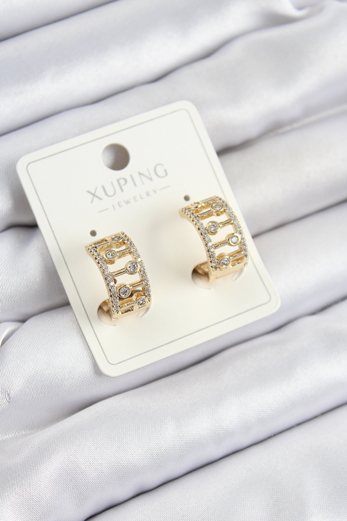 Xuping Zirkon Taşlı Çit Halka Model Gold Renk Kadın Küpe 5886 - MZUIRG3634-9474