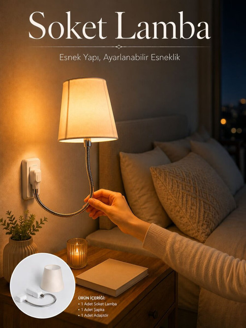 Soket Lamba Yatak Başı Işığı Ayarlanabilir Boyunlu - MZUIRG6482-5881