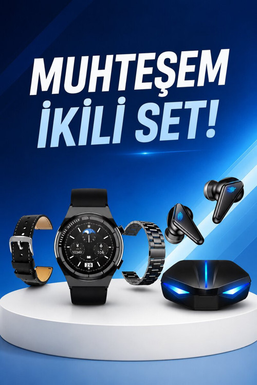 Kablosuz Bluetooth Bağlantılı Kulaklık ve Dokunmatik Ekran Akıllı Saat Arama C - MZUIRG8169-1