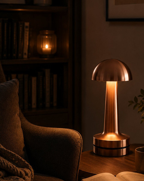 Dokunmatik Mantar Gece Lambası Bronz LED Masa Aydınlatması - MZUIRG6902-2069