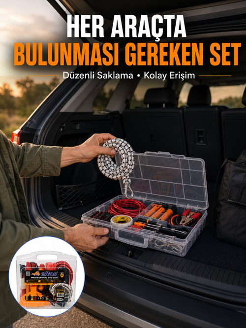 27 Parça Oto Güvenlik ve Bakım Seti Şeffaf Taşıma Kutulu Araç Ekipman Çantas - MZUIRG5794-6