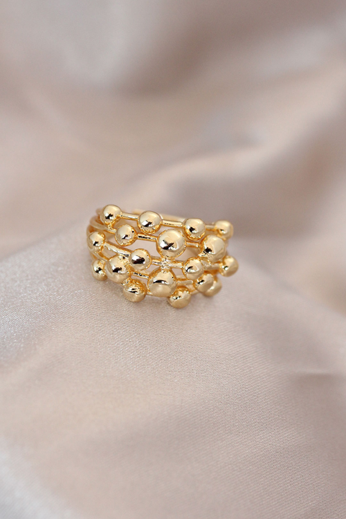 Ayarlamalı Gold Renk Metal Bombeli Boluncuk Model Yüzük 5886 - MZUIRG4399-1973
