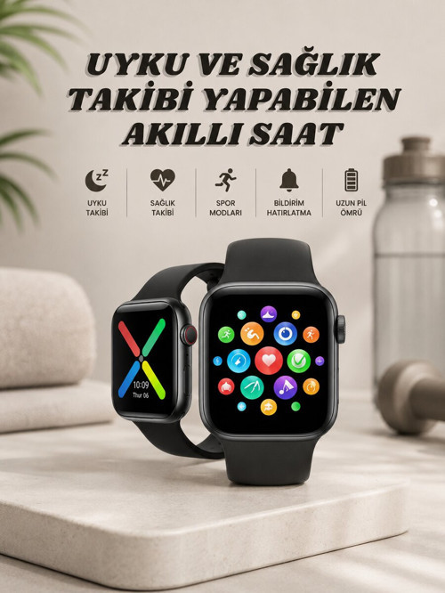 Akıllı Saat Wireless Şarj Yüksek Çözünürlüklü Müzik Dinleme Sesli Cevapla - MZUIRG8646-8