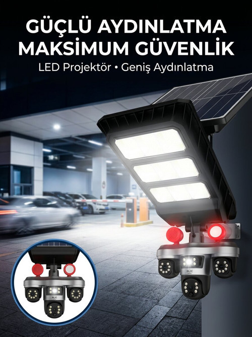 Güneş Enerjili Kablosuz Dış Mekan Güvenlik Kamerası Gece Görüşlü LED Proje - MZUIRG9721-7