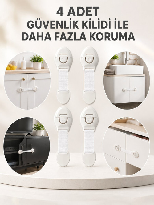 4'lü Esnek Kayışlı Çocuk Güvenlik Kilidi Pratik ve Güvenli Kullanım - MZUIRG2955-6688