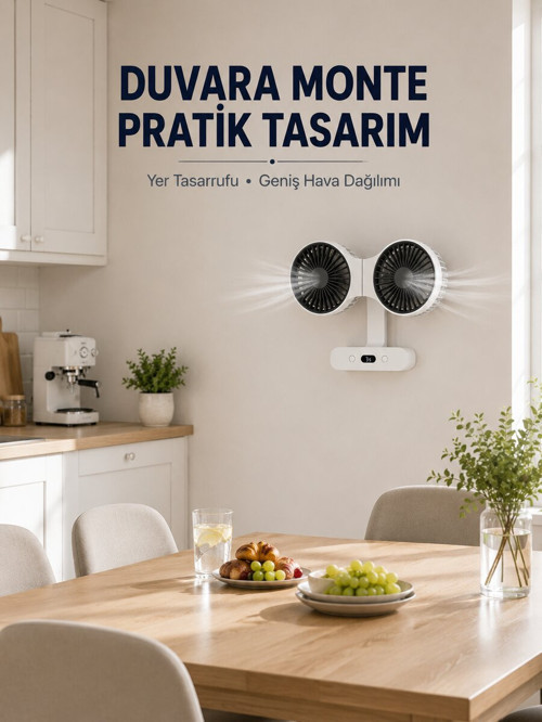 Dijital Göstergeli Çift Fan Başlıklı Masa Vantilatörü - MZUIRG8102-2498
