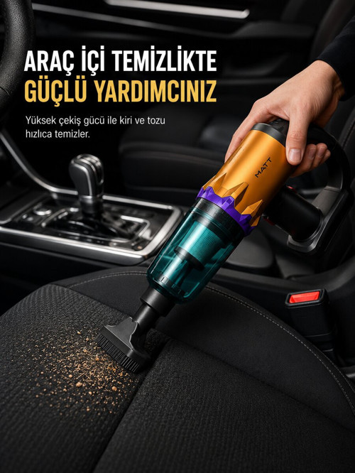 Şarjlı Araç İçi El Süpürgesi Çok Amaçlı Kablosuz Vakum Temizleyici - MZUIRG4868-9702